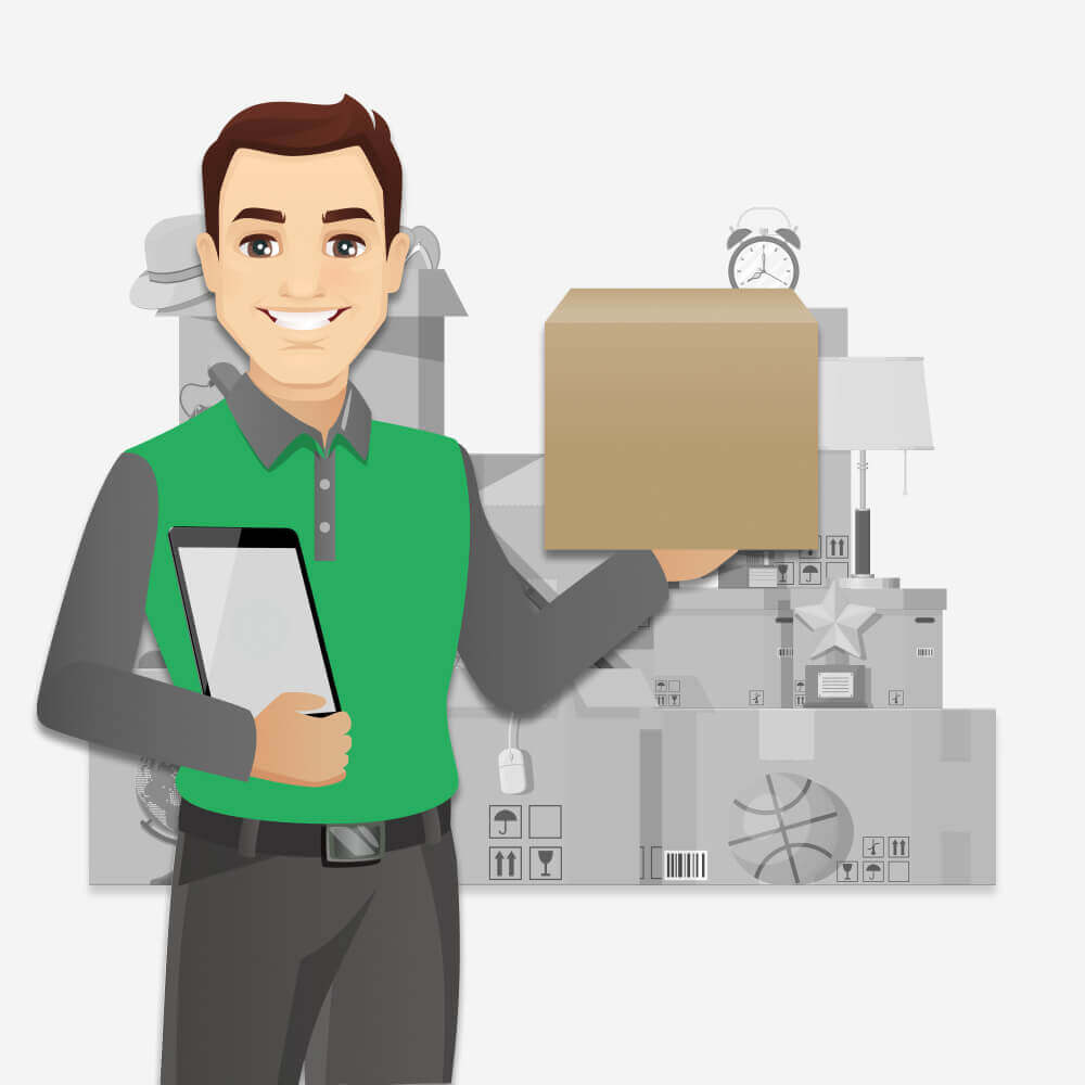 Illustration of man holding box